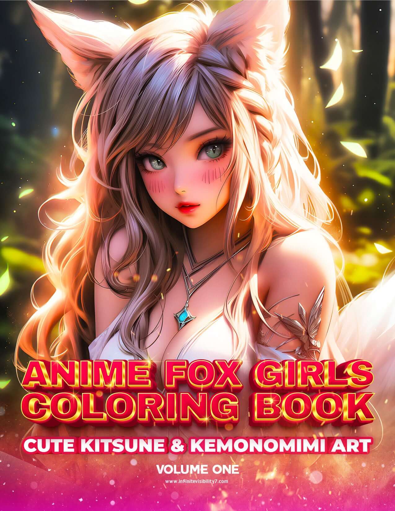 Printable Anime Fox Girls Coloring Book Vol 1 PDF download featuring cute kitsune and kemonomimi character art for adults and teens - Infinite Visibility