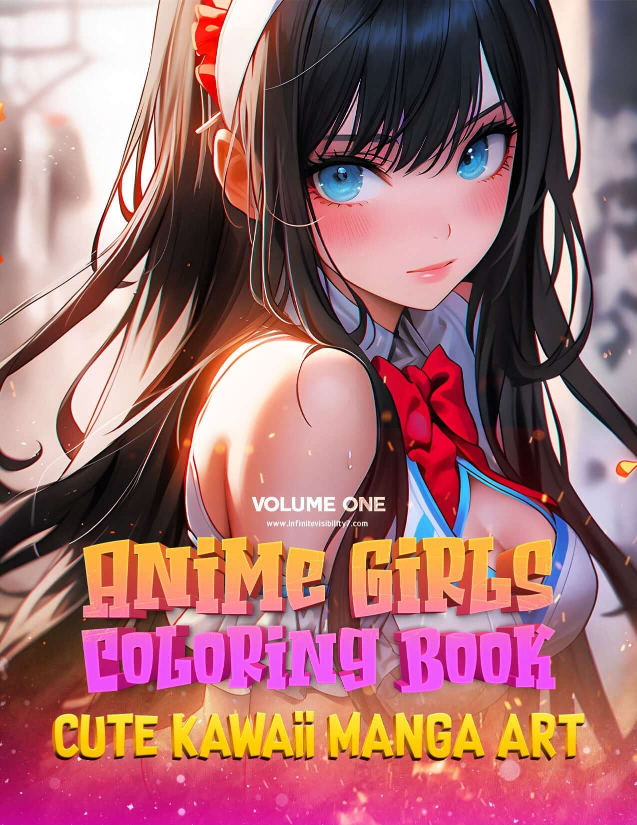 Printable Anime Girls Coloring Book Volume 1 PDF download featuring cute kawaii manga art character illustrations for adults and teens - Infinite Visibility