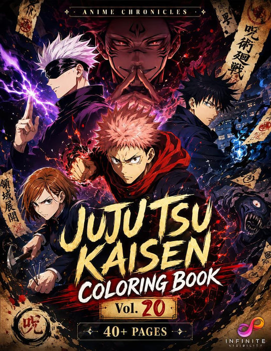 Jujutsu Kaisen Coloring Book Vol 20 cover featuring characters and design elements from the series.