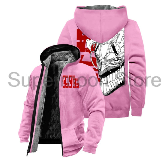 Dandadan Okarun Anime Harajuku Zip Hoodie worn lifestyle Harajuku streetwear anime winter fashion