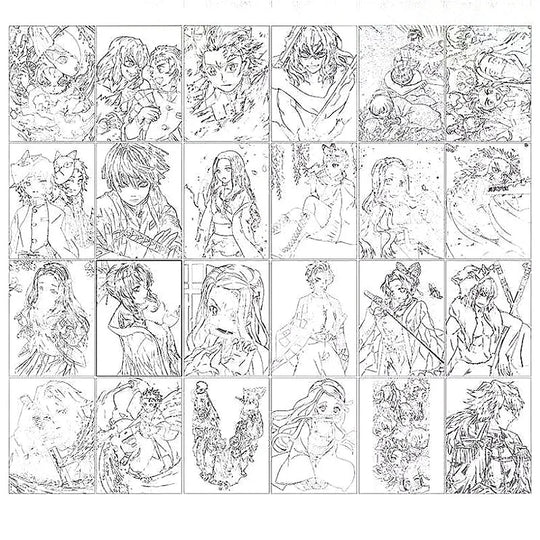 Demon Slayer Characters Art Book Drawing open pages colorful cartoon anime drawing guide