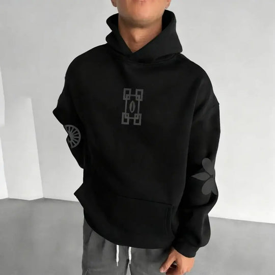 A cozy Muichiro Tokito Hoodie made of fleece, featuring a loose fit Mist Hashira design for men, women, and children.