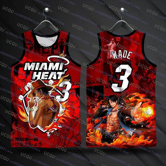 A breathable One Piece Basketball Jersey sleeveless vest featuring Monkey D. Luffy and Roronoa Zoro with Tatum No.0 branding for outdoor fitness.