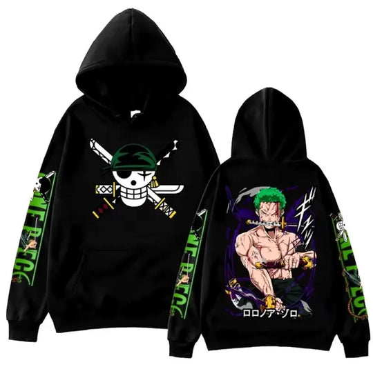 One Piece Zoro Anime Hoodie Sweatshirt worn lifestyle Y2K casual streetwear cosplay anime top