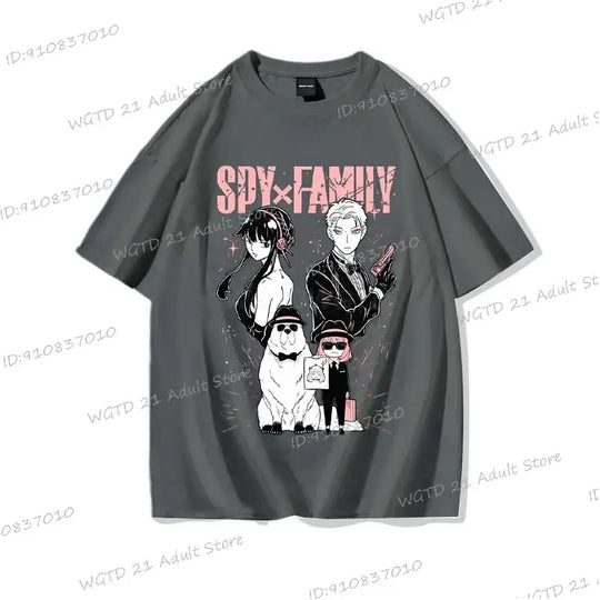 A cute Anya Forger T-shirt made of soft cotton, featuring a Harajuku style Spy x Family print for men and women.