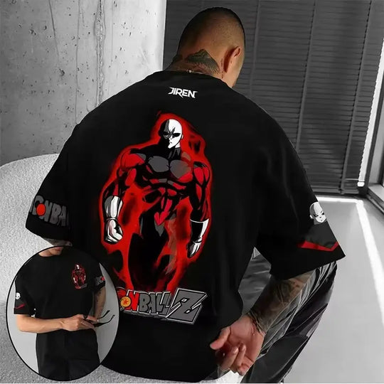 A high-quality Obito Uchiha T-shirt made of soft cotton, featuring a graphic anime print for men and boys, styled as parent-child casual wear.