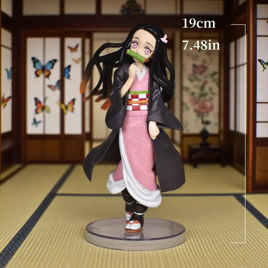 High-quality 19cm Nezuko Figure PVC anime statue from Demon Slayer, showcasing vibrant details perfect for desktop display and collector gifts.