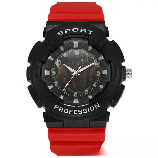 A waterproof One Piece Electronic Watch featuring colorful Monkey D. Luffy anime character art on a durable sports wristband for children.