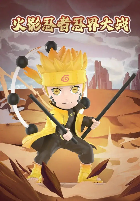 A cute Naruto Pop Mart Blind Box from the Ninkai Taisen Series featuring a collectible chibi anime desktop decoration model.