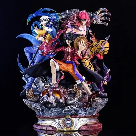 One Piece Onigashima Supernova Action Figures displayed on anime shelf collectible trio set gift