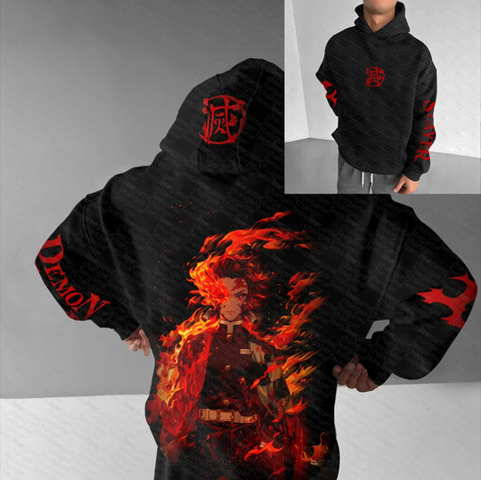 Mitsuri Kanroji Love Hashira Graphic Hoodie worn lifestyle Demon Slayer anime casual streetwear