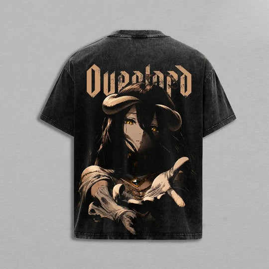 Albedo Overlord Retro Washed T-Shirt Harajuku Cotton Tee