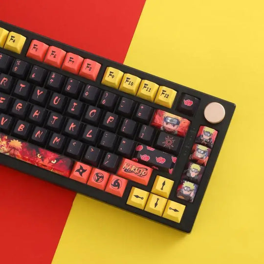 Naruto Uzumaki Translucent Mechanical Keyboard Keycap installed on mechanical keyboard gaming setup