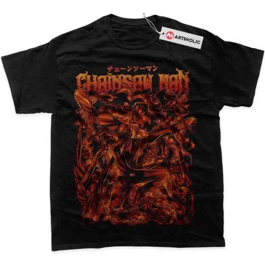An oversized Chainsaw Man T-Shirt made of soft cotton, featuring a graphic print of Power and Makima for men's and women's streetwear.