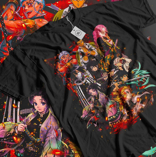 Close-up of Demon Slayer Hero Characters Y2K Children Cotton T-Shirt hero print detail cotton