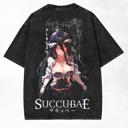 Albedo Shalltear Overlord Washed Oversized T-Shirt Cotton Tee