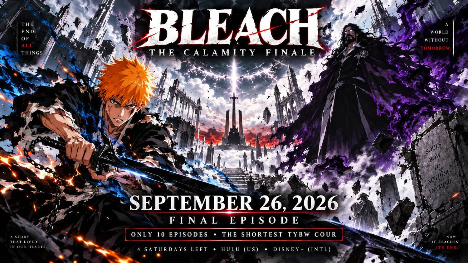  image of Bleach The Calamity Finale announcement with characters and release date September 26, 2026