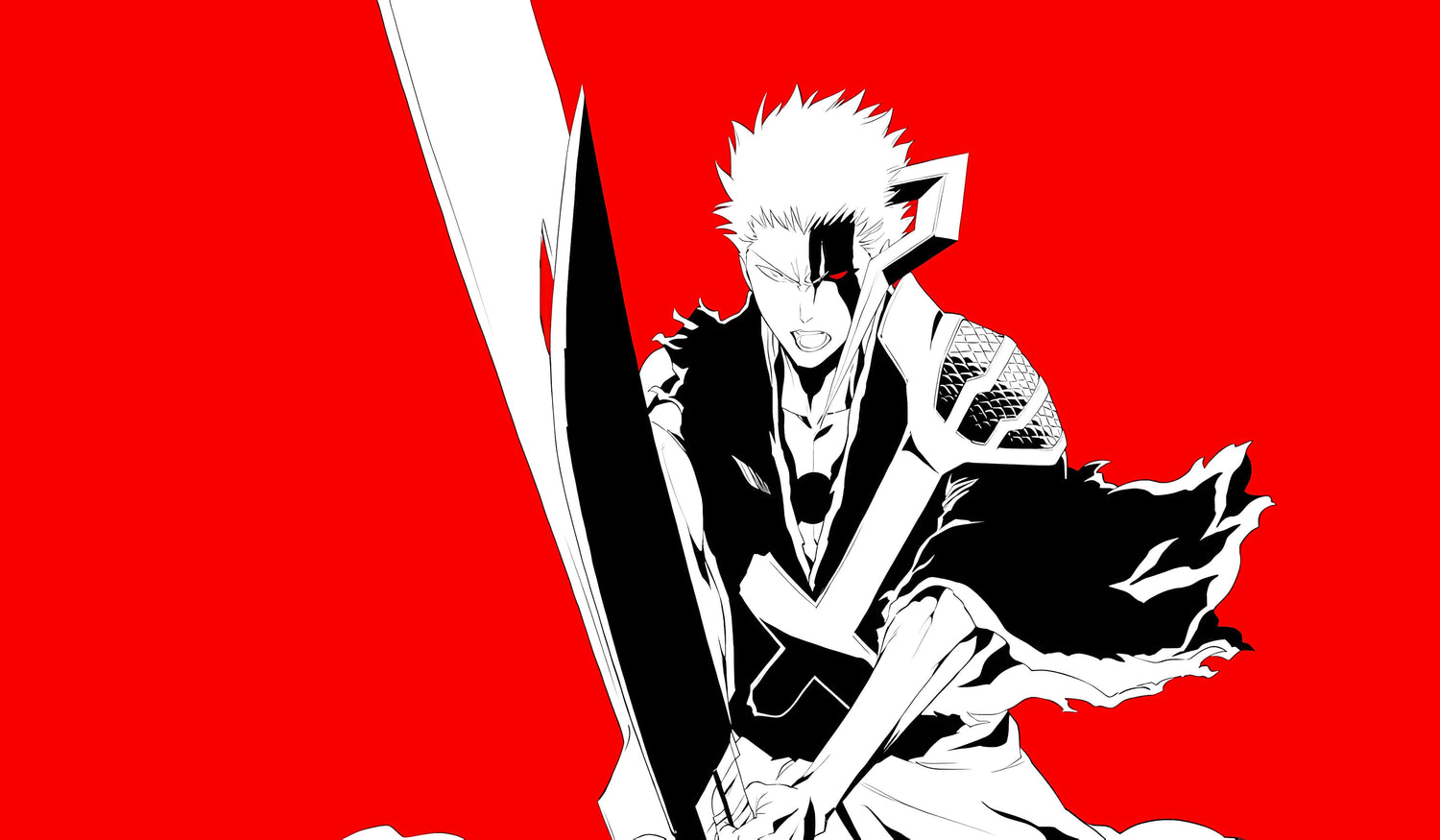 BLEACH Thousand-Year Blood War The Calamity character with sword against red background.