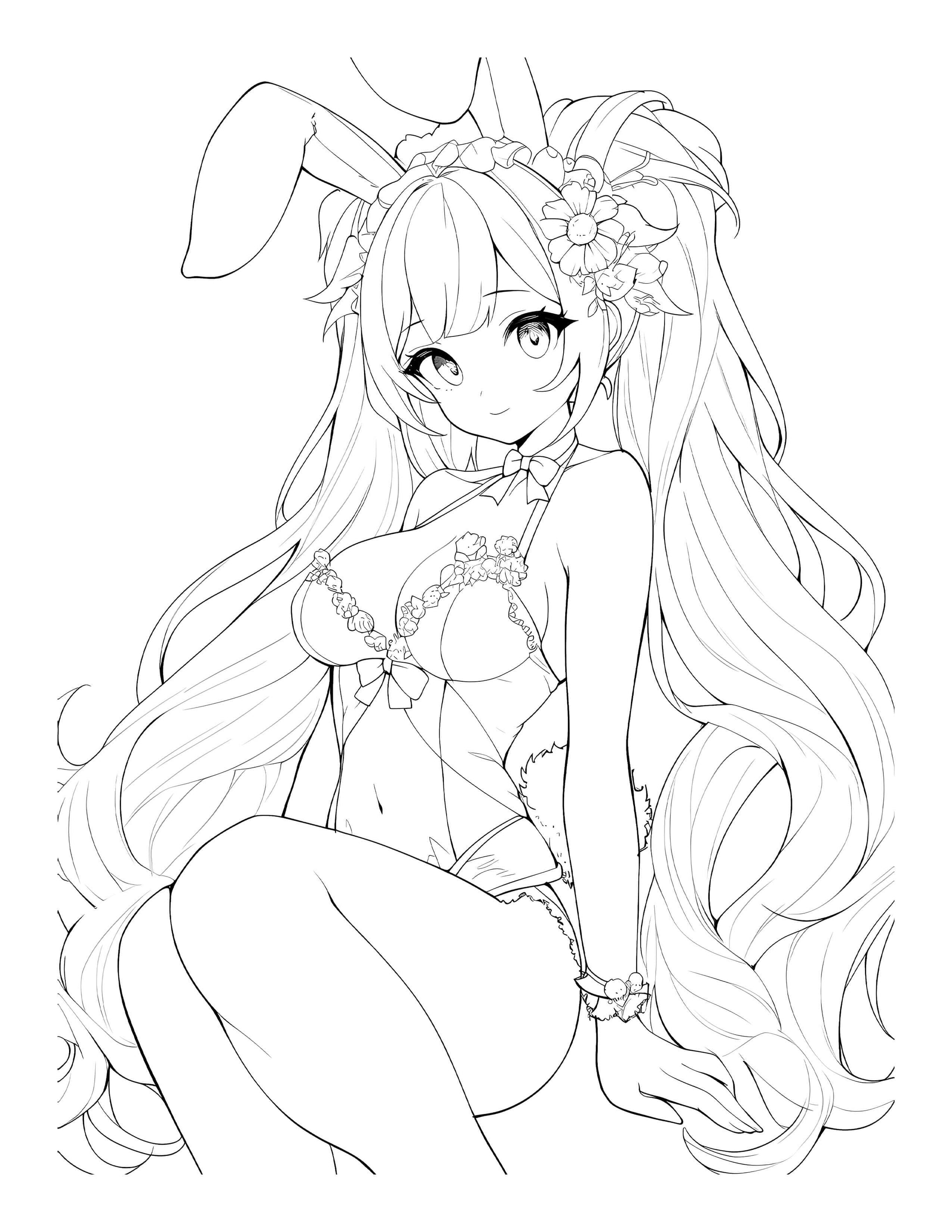 Anime Coloring Wonderland: Bunny Girls Coloring Book for Adults Volume 1