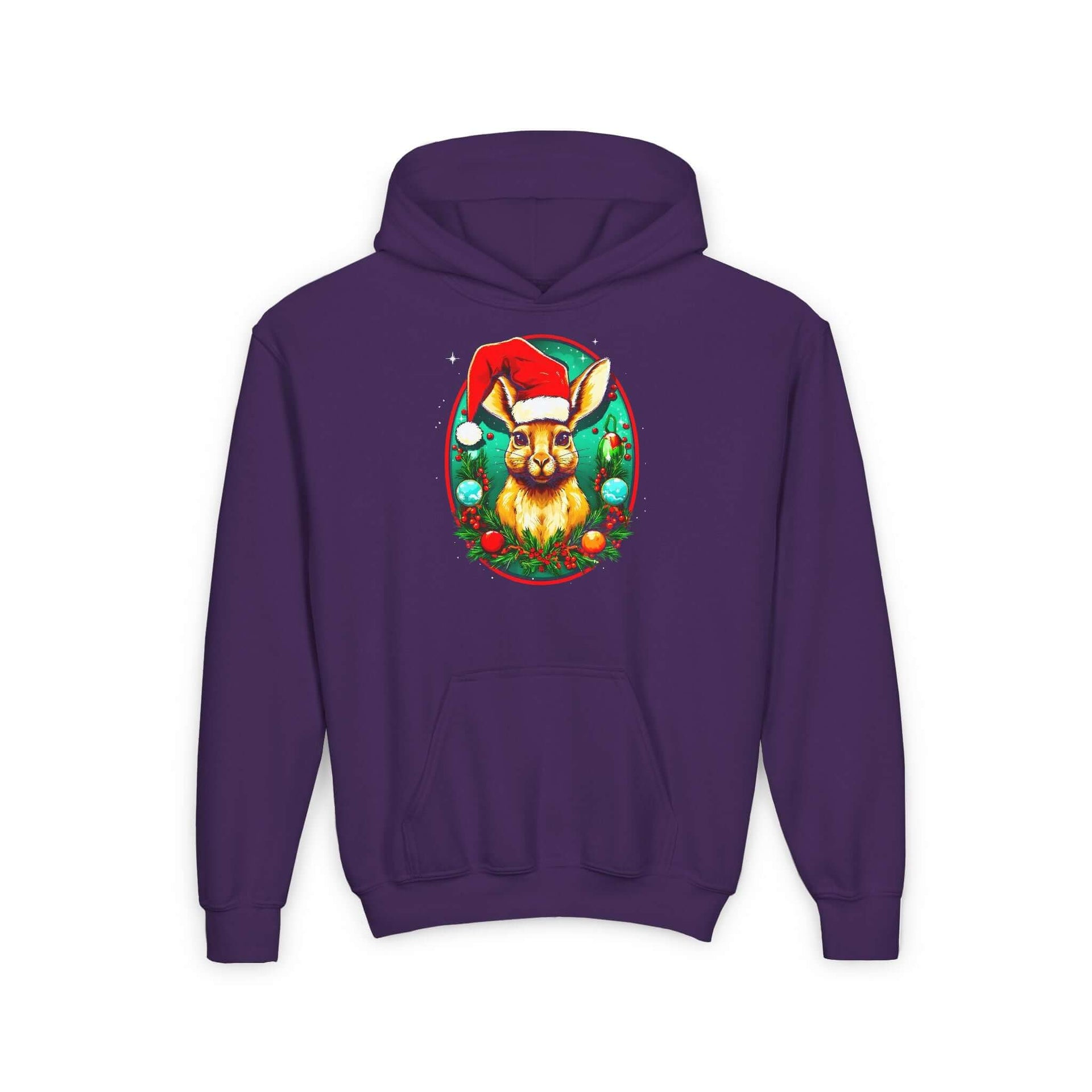 Youth Christmas Rabbit Hoodie | Festive Santa Hat Sweatshirt 🐰🎄✨