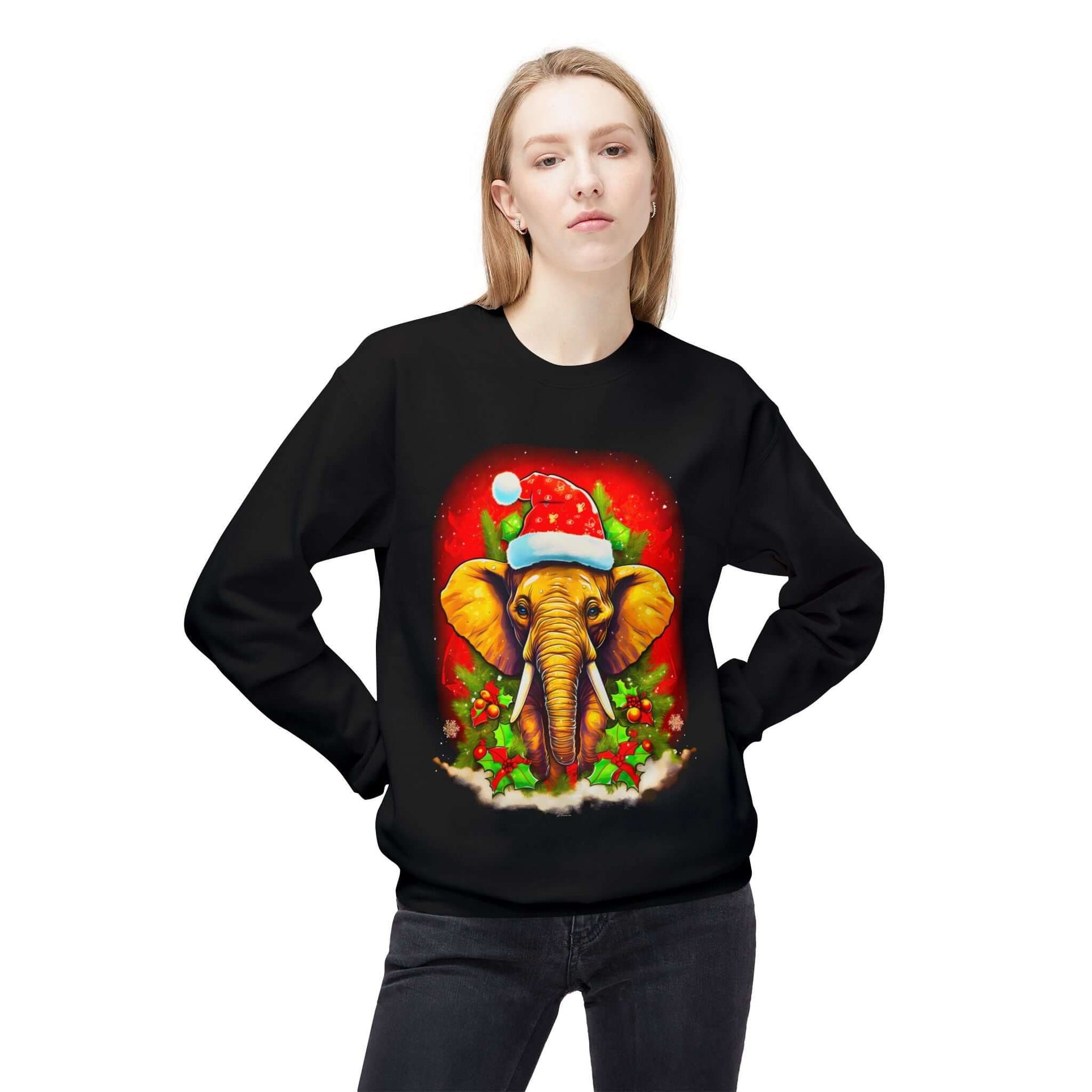 Festive Elephant Christmas Sweatshirt - Unique Holiday Apparel | Infinite Visibility