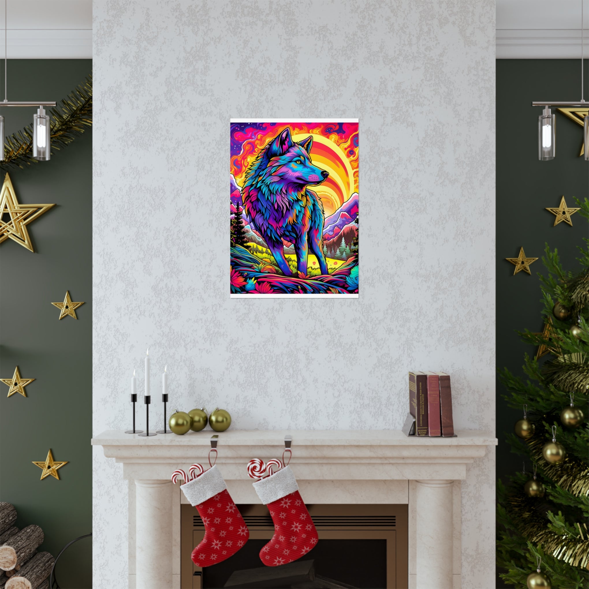Embrace the Wild: Vintage Wolf Psychedelia Matte Posters