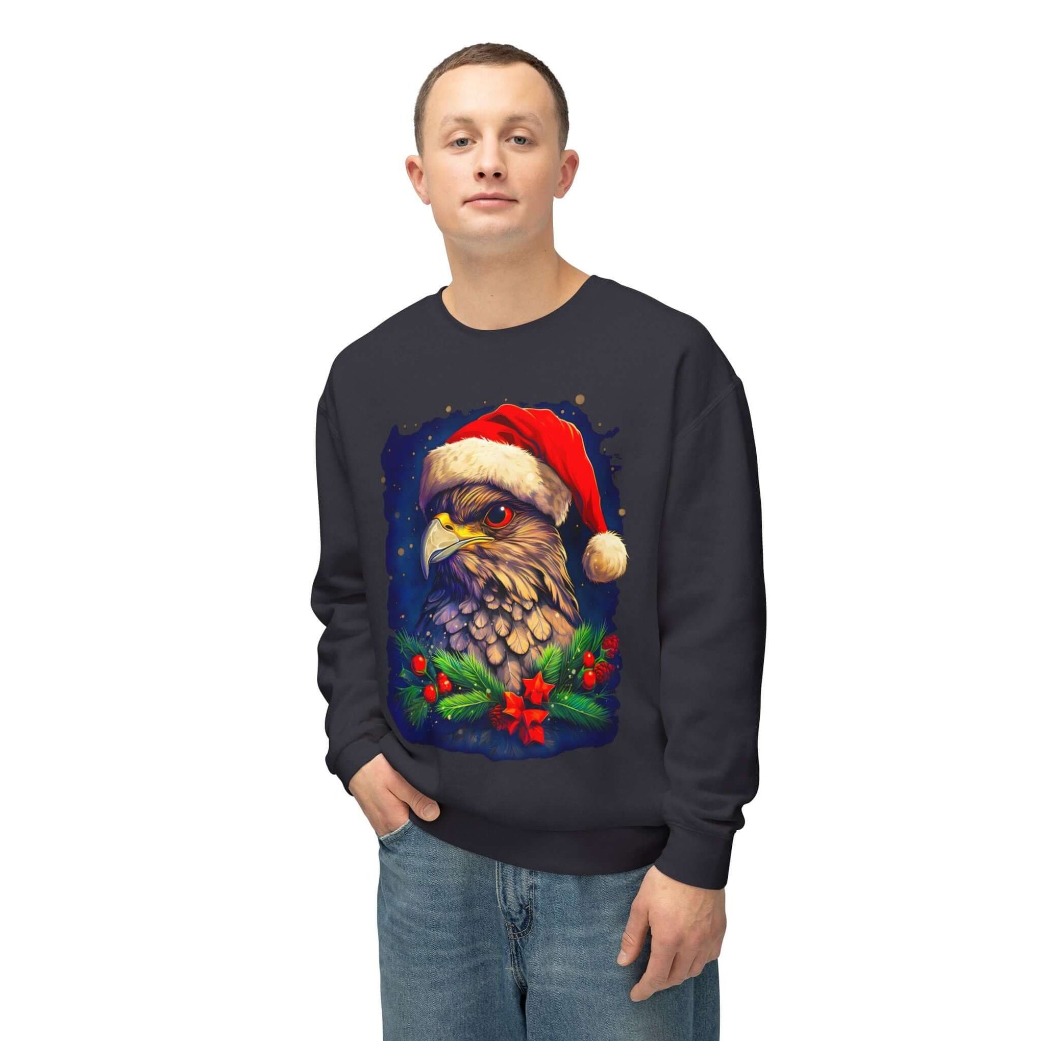 Majestic Eagle Christmas Crewneck Sweatshirt - A Regal Holiday Gift 🎁