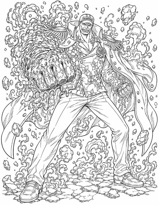 Akainu One Piece Coloring Page Magma Admiral Fist of Justice