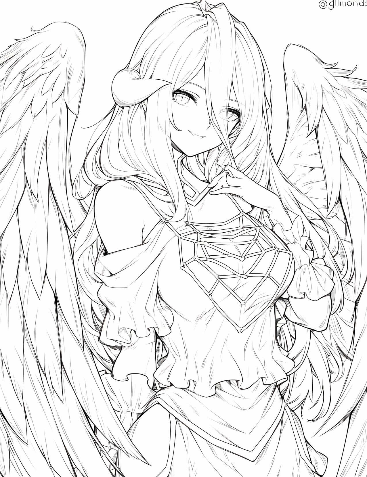 Albedo's Angelic Smile: Anime Coloring Page | Infinite Visibility