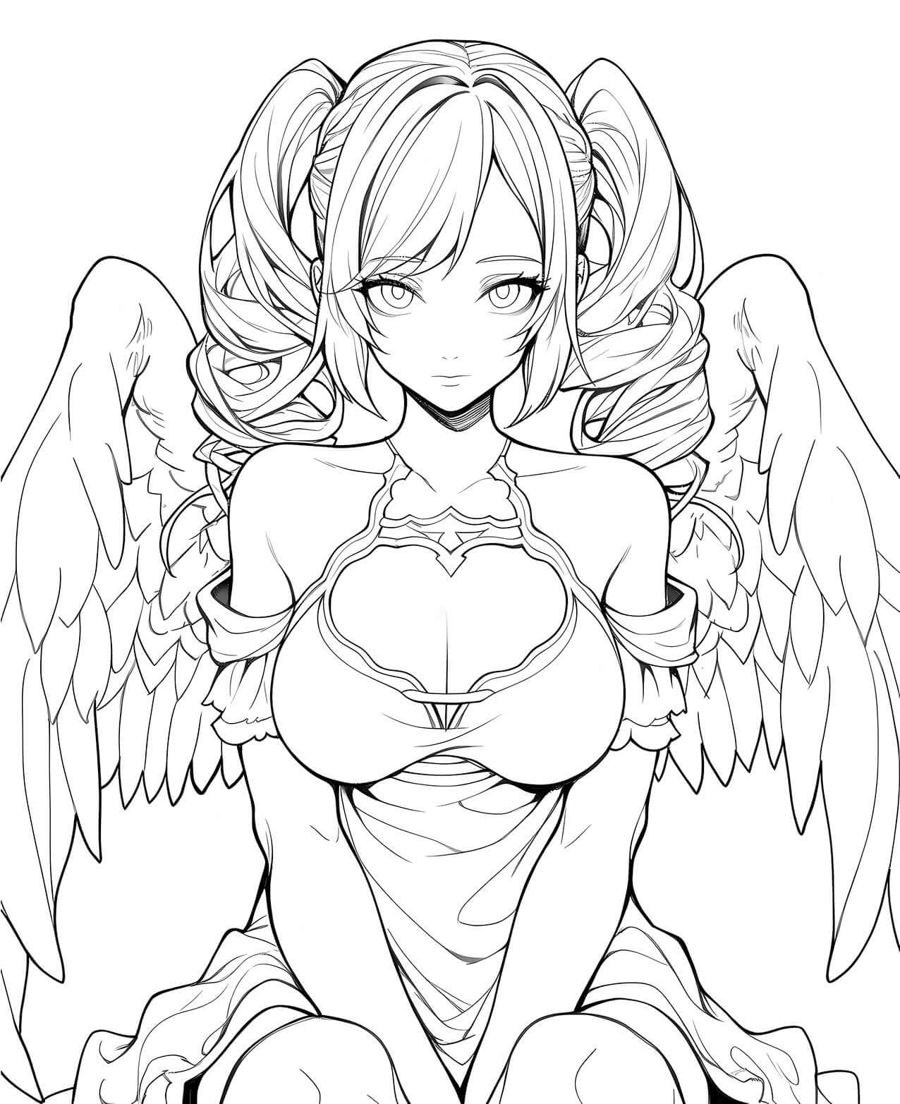 Angelic Twirls Anime Angel Coloring Page - Infinite Visibility