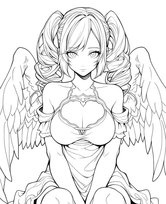 Angelic Twirls Anime Angel Coloring Page - Infinite Visibility