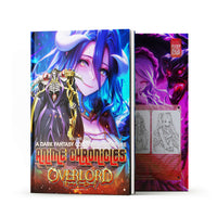 Anime Chronicles: Overlord coloring book cover featuring dark fantasy art and characters from Volume 10.