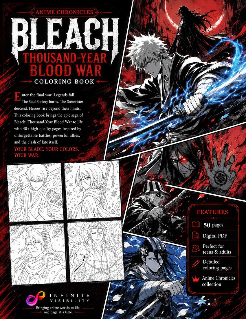 Bleach TYBW Coloring Book Vol 19 | 50 Designs | Anime Chronicles