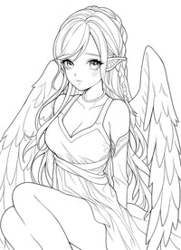 Braided Grace Anime Angel Coloring Page - Infinite Visibility