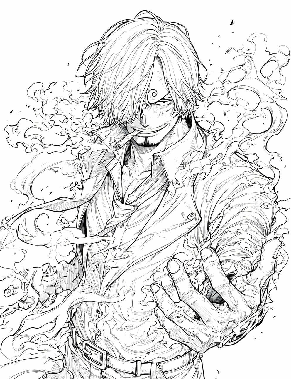 Burning Heart Sanji: A One Piece Coloring Page | Infinite Visibility