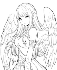 Celestial Beauty: Anime Angel Coloring Page