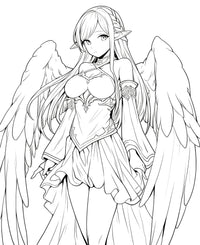 Celestial Maiden: Anime Angel Coloring Page - Infinite Visibility