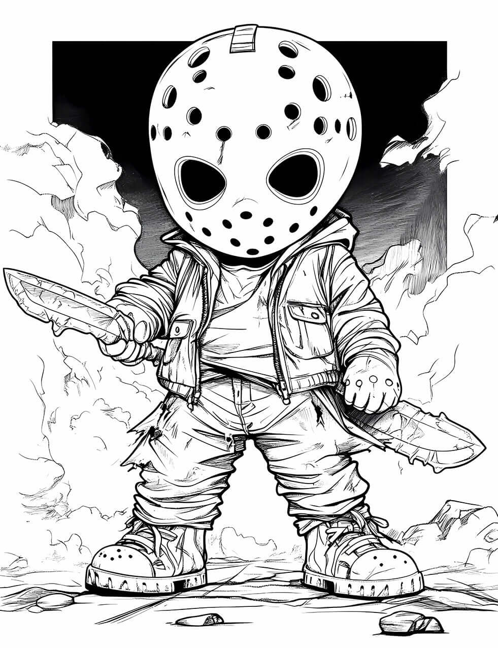 Chibi Horror - Adult Coloring Page | Infinite Visibility