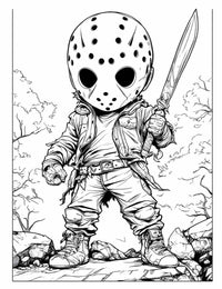 Chibi Jason Voorhees Adult Coloring Page - Infinite Visibility