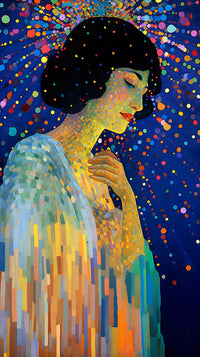 Chromatic Serenity: Pixelated Mosaic Woman Art Print | Colorful Digital Download ✨