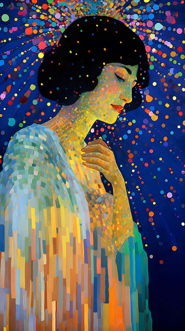 Chromatic Serenity: Pixelated Mosaic Woman Art Print | Colorful Digital Download ✨