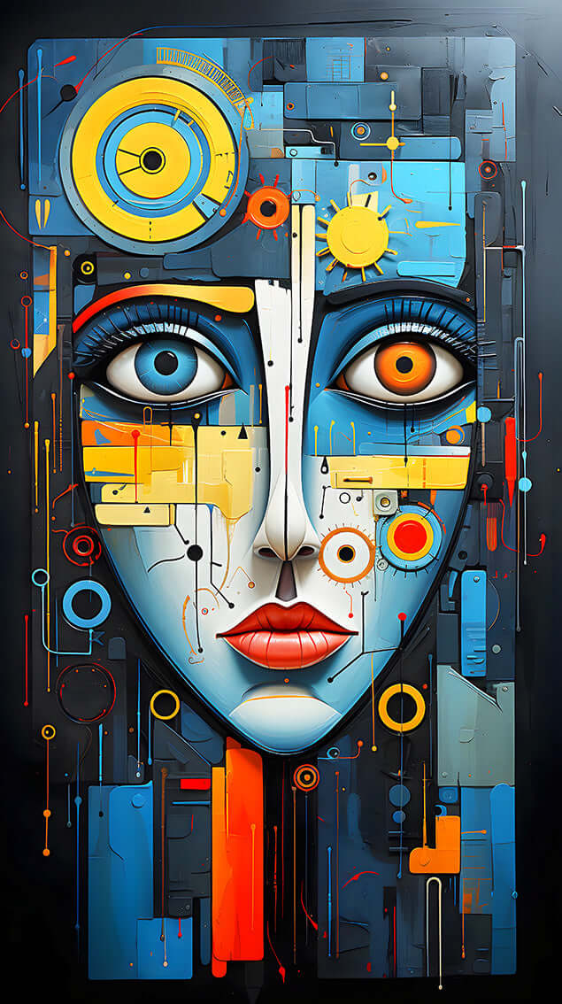 Circuit Soul: Abstract Mechanical Face Digital Art Print | Futuristic Wall Decor 🤖