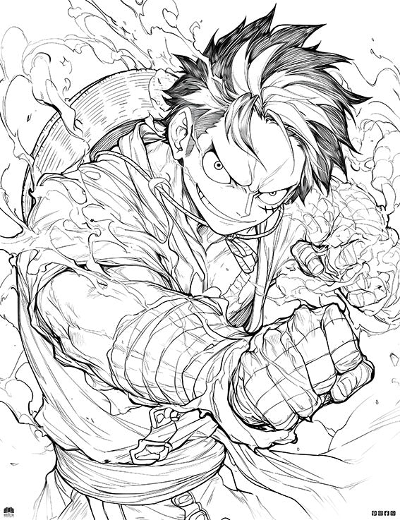 Monkey D Luffy Free Coloring Page | One Piece Action Download