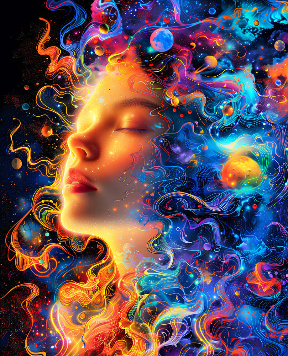Cosmic Dreamer: Psychedelic Galaxy Woman Digital Art Print | Instant Download 🪐✨