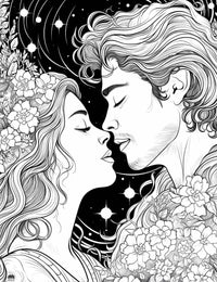 Cosmic Kiss: A Valentine's Coloring Page of Love & Stardust ✨💖