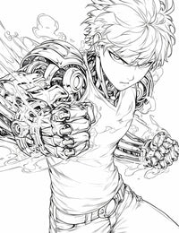 Cybernetic Strike: Unleash Genos' Power on This Incredible Coloring Page!