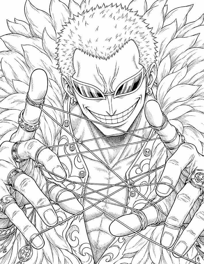 Doflamingo One Piece Coloring Page Heavenly Demon String Web