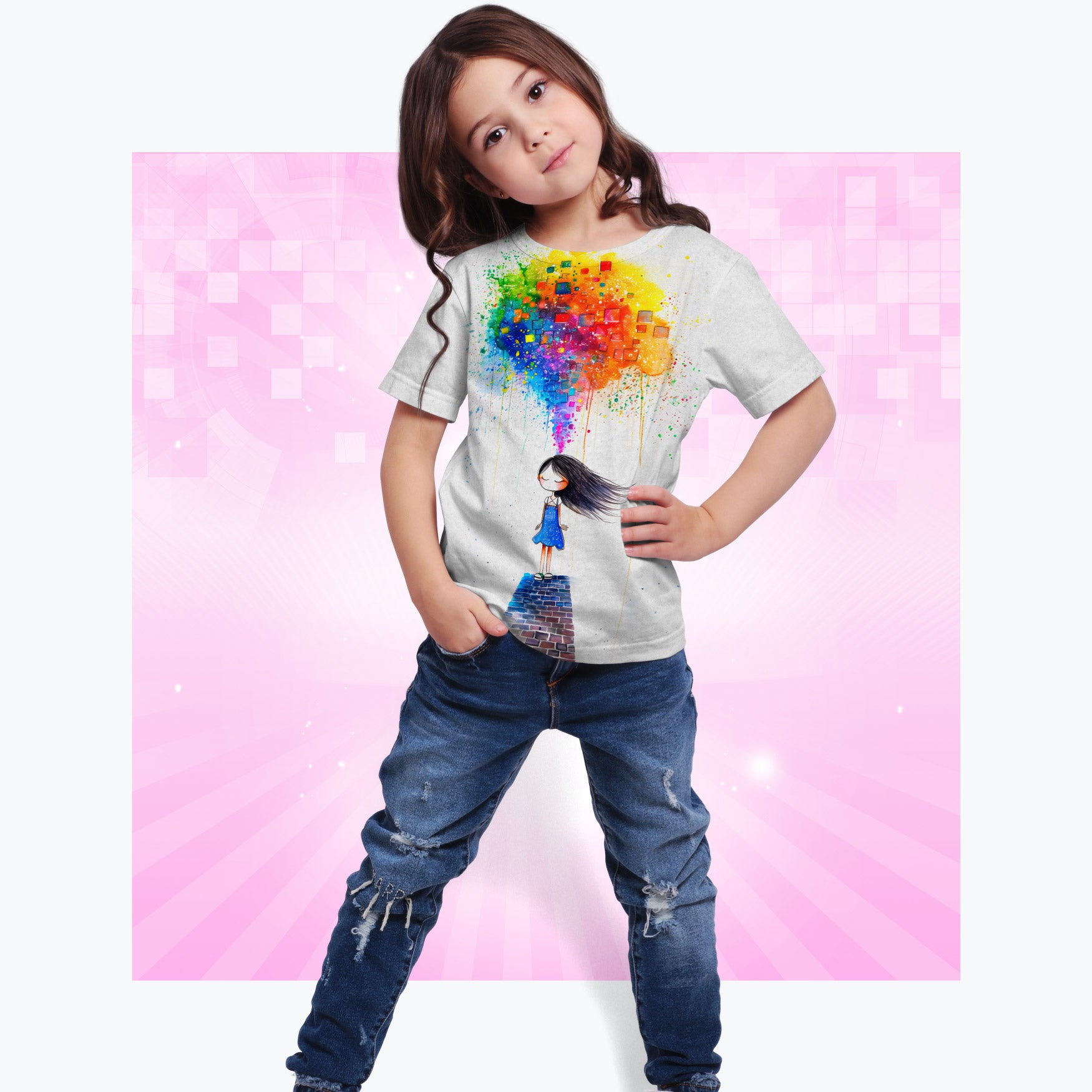 Dream Weaver: Whimsical Girl Illustration - Spark Your Creativity! Kids Sports Jersey (AOP)