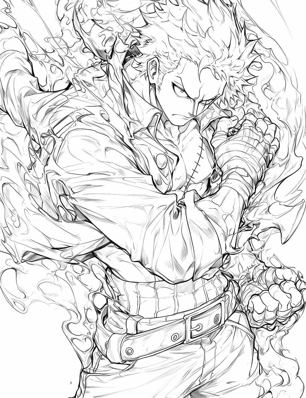 Dynamic Swordsman Coloring Page – Inspired Warrior Design