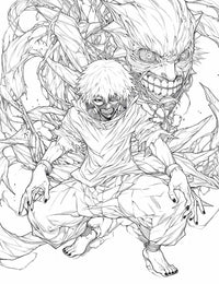 Epic Kaneki & Kagune Manifestation: Tokyo Ghoul Coloring Page - Instant Download
